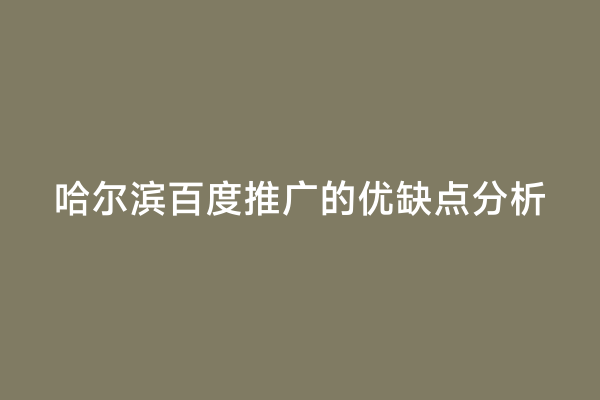 哈尔滨百度推广的优缺点分析