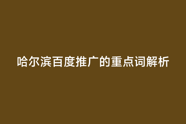 哈尔滨百度推广的重点词解析