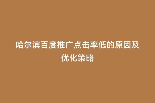 哈尔滨百度推广点击率低的原因及优化策略