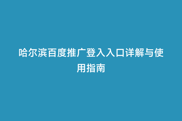 哈尔滨百度推广登入入口详解与使用指南