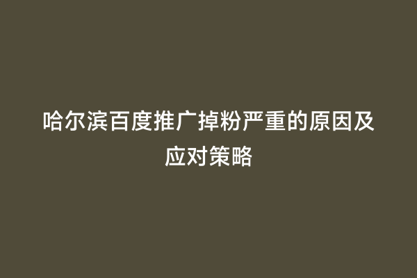 哈尔滨百度推广掉粉严重的原因及应对策略
