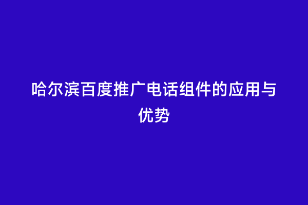 哈尔滨百度推广电话组件的应用与优势