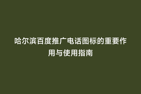 哈尔滨百度推广电话图标的重要作用与使用指南