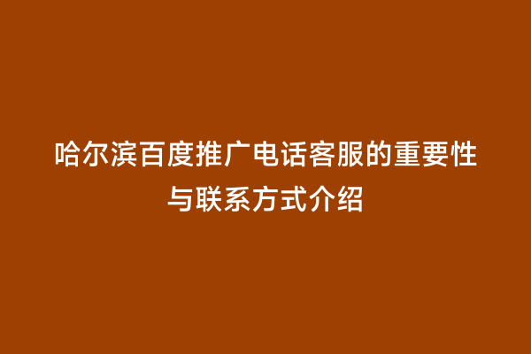哈尔滨百度推广电话客服的重要性与联系方式介绍
