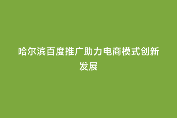 哈尔滨百度推广助力电商模式创新发展