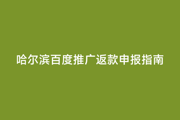 哈尔滨百度推广返款申报指南