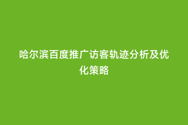 哈尔滨百度推广访客轨迹分析及优化策略