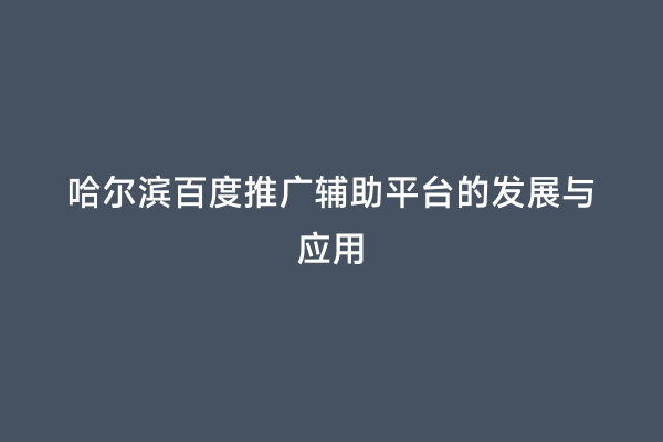 哈尔滨百度推广辅助平台的发展与应用