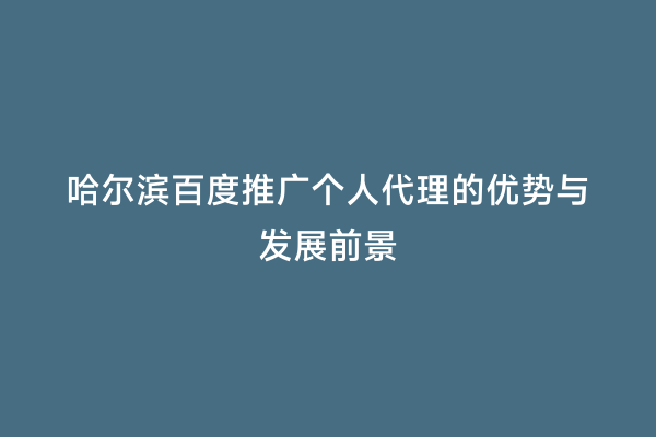 哈尔滨百度推广个人代理的优势与发展前景