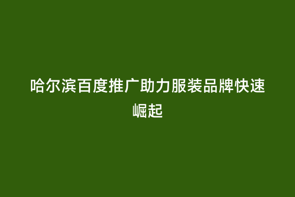 哈尔滨百度推广助力服装品牌快速崛起