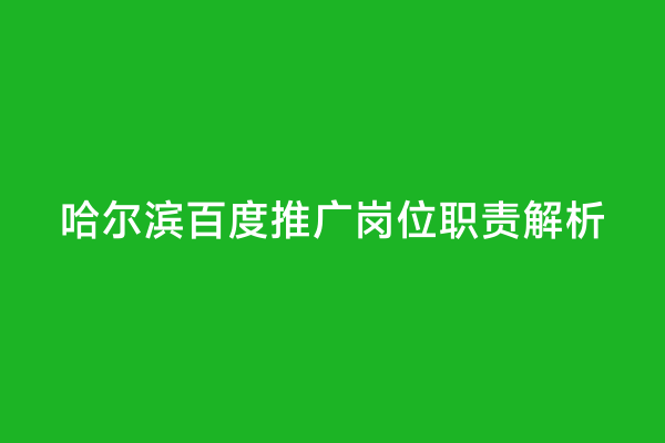 哈尔滨百度推广岗位职责解析