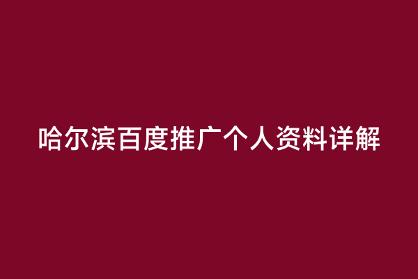 哈尔滨百度推广个人资料详解