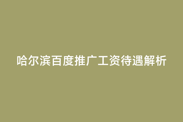 哈尔滨百度推广工资待遇解析