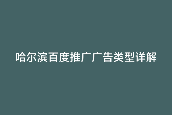 哈尔滨百度推广广告类型详解