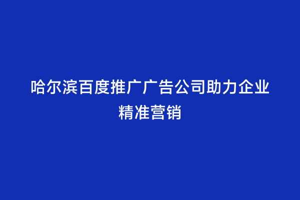 哈尔滨百度推广广告公司助力企业精准营销