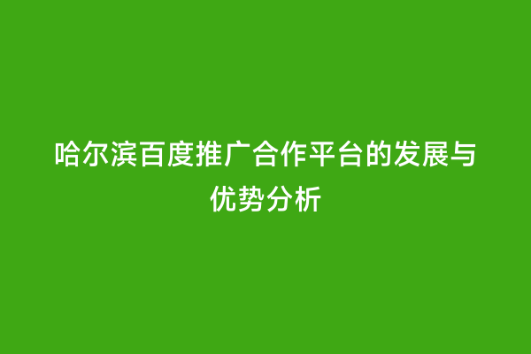 哈尔滨百度推广合作平台的发展与优势分析