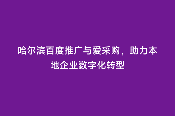 哈尔滨百度推广与爱采购，助力本地企业数字化转型