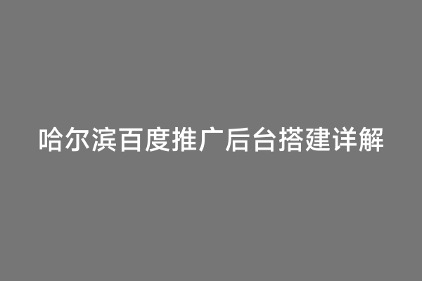 哈尔滨百度推广后台搭建详解