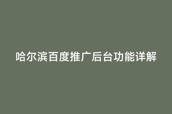 哈尔滨百度推广后台功能详解