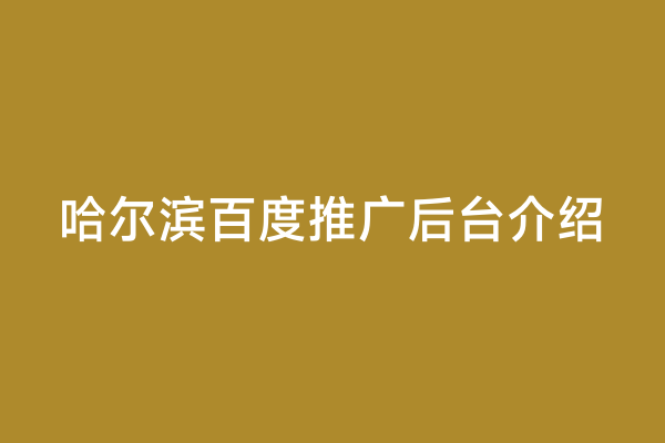哈尔滨百度推广后台介绍