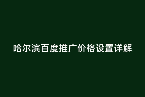 哈尔滨百度推广价格设置详解