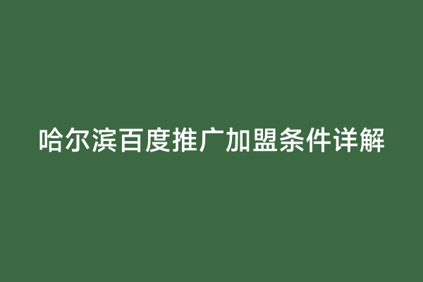 哈尔滨百度推广加盟条件详解