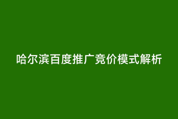 哈尔滨百度推广竞价模式解析