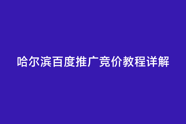 哈尔滨百度推广竞价教程详解