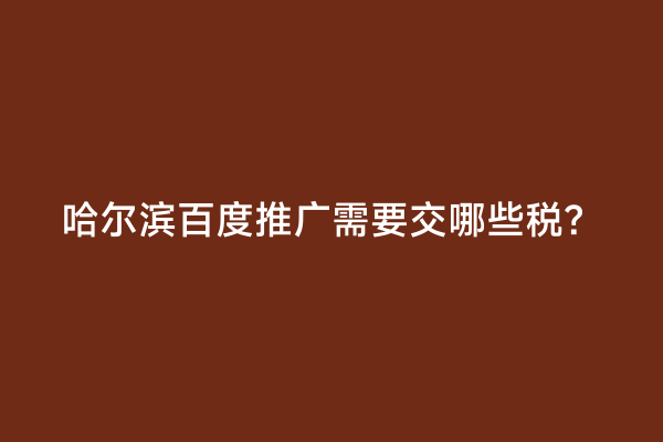 哈尔滨百度推广需要交哪些税？
