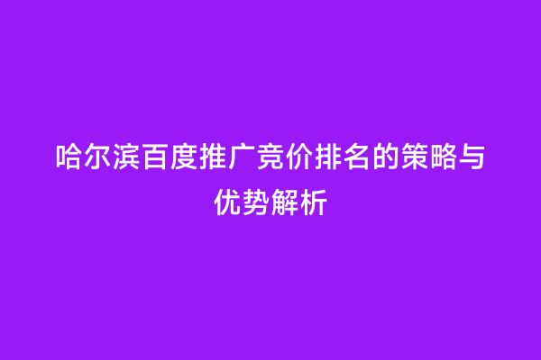 哈尔滨百度推广竞价排名的策略与优势解析