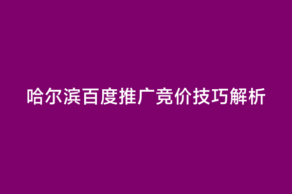 哈尔滨百度推广竞价技巧解析