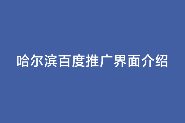 哈尔滨百度推广界面介绍