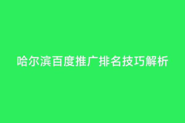哈尔滨百度推广排名技巧解析