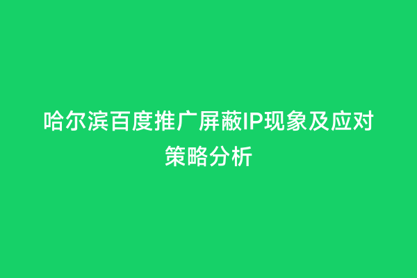 哈尔滨百度推广屏蔽IP现象及应对策略分析