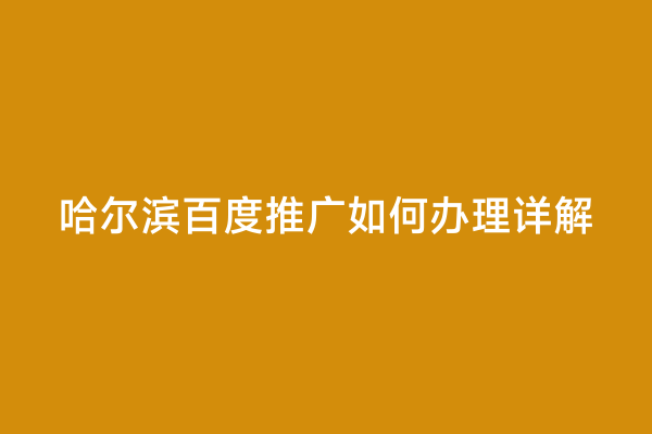 哈尔滨百度推广如何办理详解