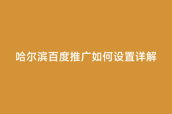 哈尔滨百度推广如何设置详解