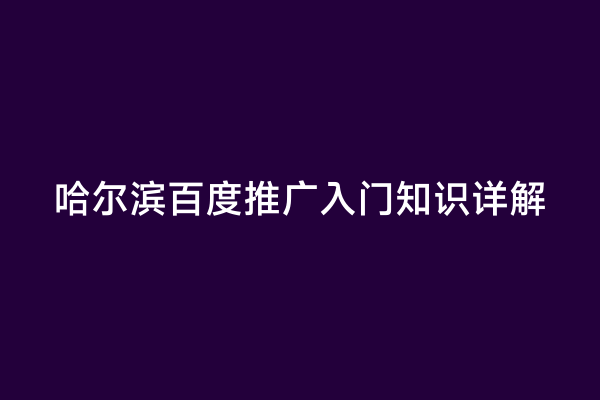 哈尔滨百度推广入门知识详解