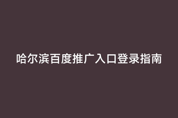 哈尔滨百度推广入口登录指南