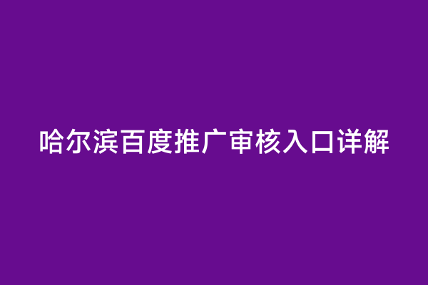 哈尔滨百度推广审核入口详解