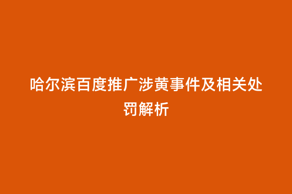哈尔滨百度推广涉黄事件及相关处罚解析