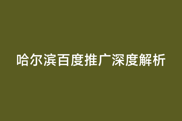 哈尔滨百度推广深度解析