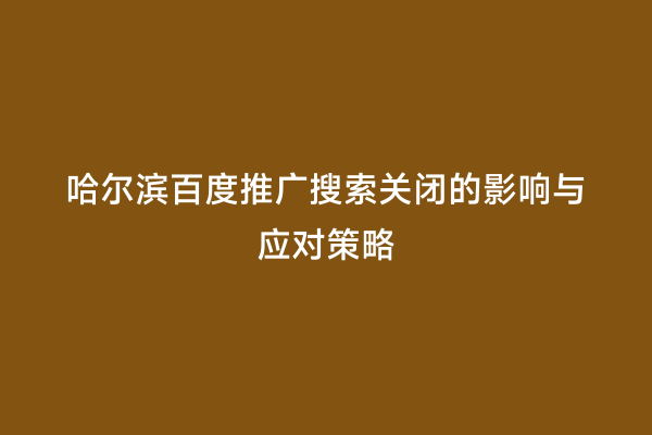 哈尔滨百度推广搜索关闭的影响与应对策略