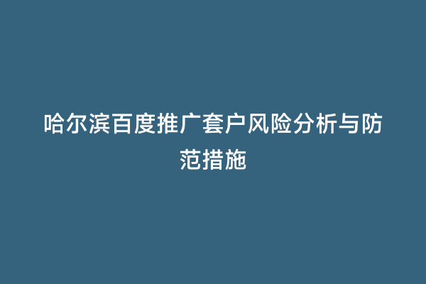 哈尔滨百度推广套户风险分析与防范措施
