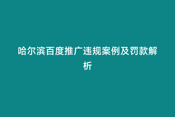 哈尔滨百度推广违规案例及罚款解析