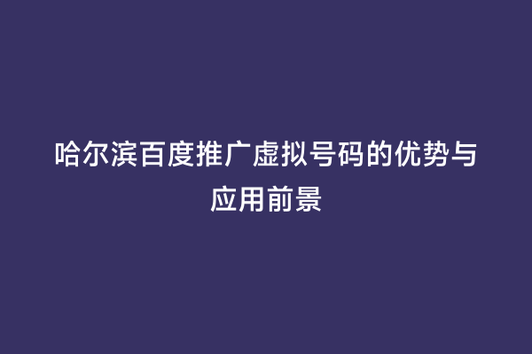 哈尔滨百度推广虚拟号码的优势与应用前景
