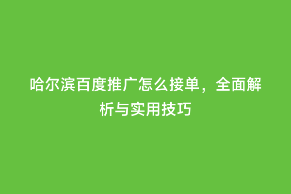哈尔滨百度推广怎么接单，全面解析与实用技巧
