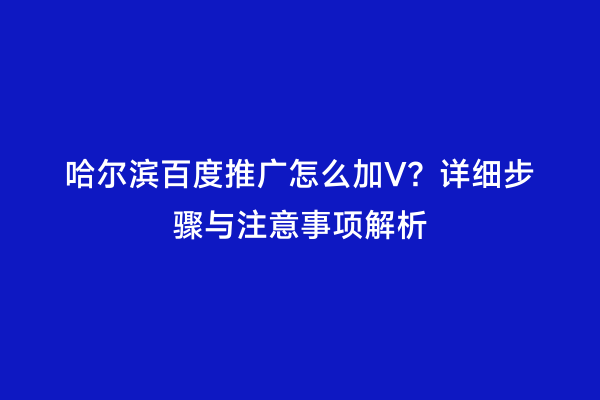 哈尔滨百度推广怎么加V？详细步骤与注意事项解析