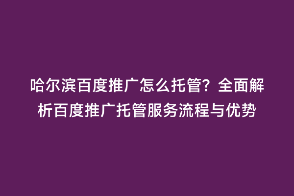 哈尔滨百度推广怎么托管？全面解析百度推广托管服务流程与优势