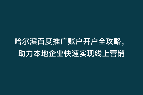 哈尔滨百度推广账户开户全攻略，助力本地企业快速实现线上营销