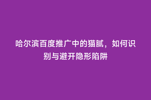 哈尔滨百度推广中的猫腻，如何识别与避开隐形陷阱
